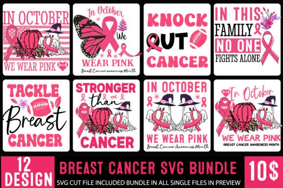 Breast Cancer SVG Bundle: Graphics for T-Shirt Designs