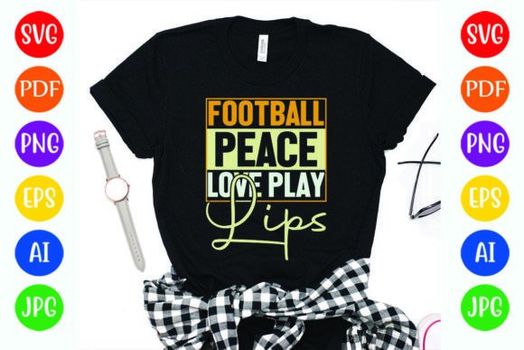 Football Peace Love Lips Graphics for T-Shirt Designs